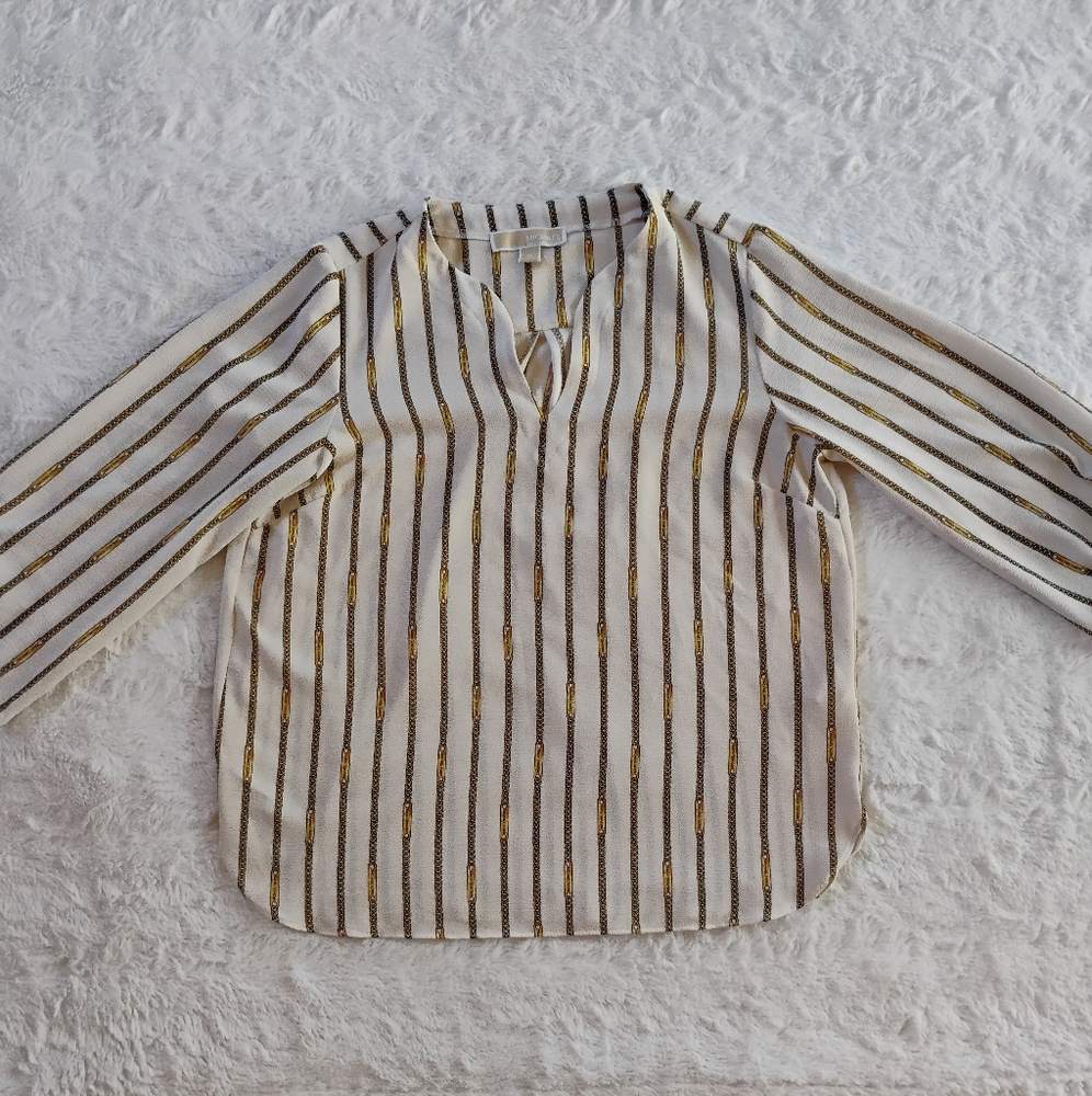 Michael Kors Chain Pattern Tie Sleeve Top